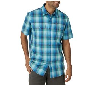 Wrangler Men’s Outdoor Short Sleeve Shirt with UPF 40 Protection XL blue